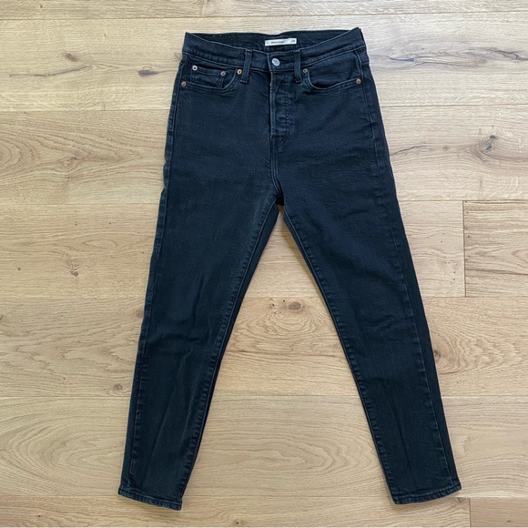 Levi's Wedgie Black High-Rise Button Fly Skinny Jeans Size 28 - Picture 2 of 6